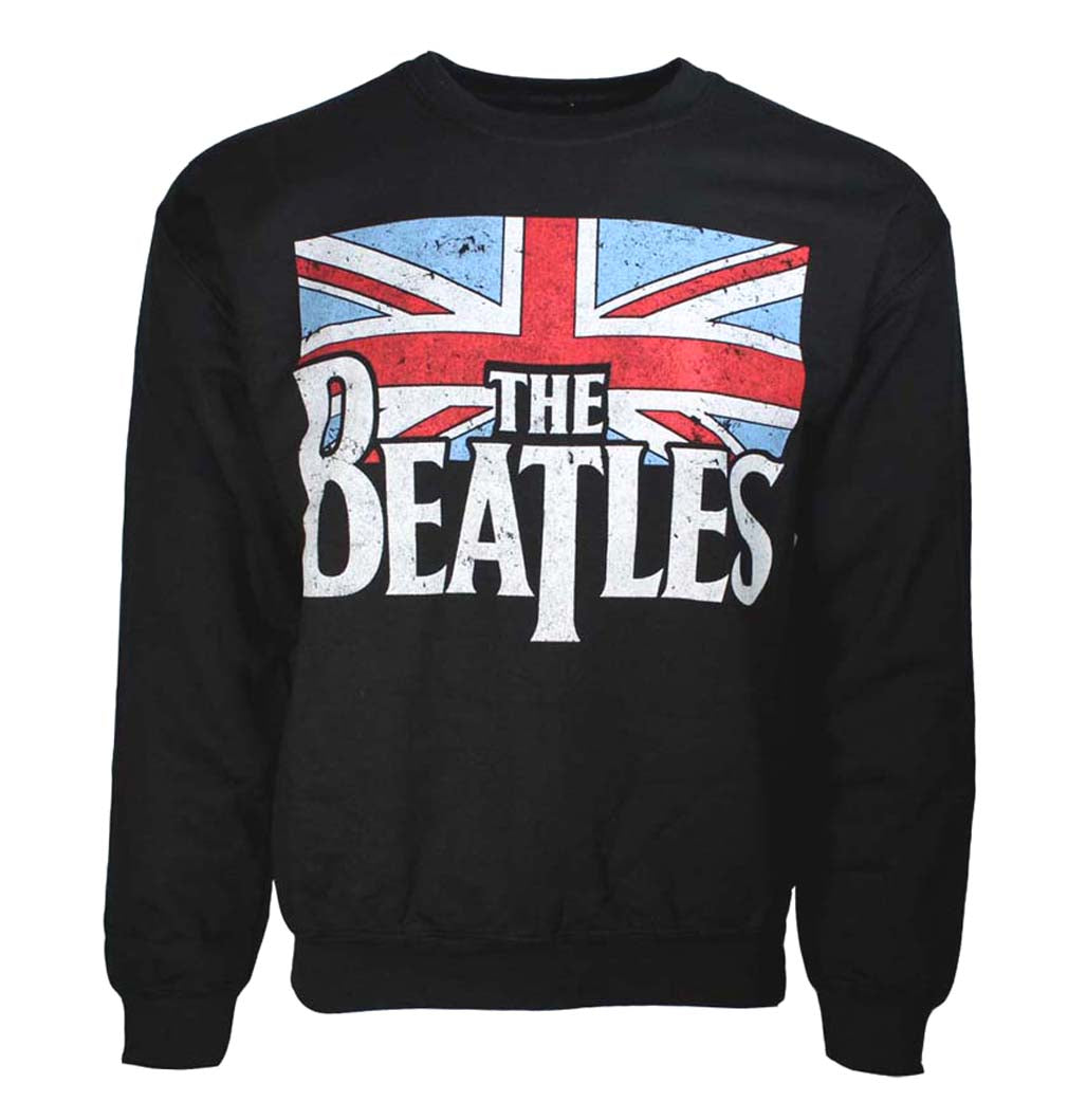 The Beatles Distressed Flag Mens Crewneck Sweatshirt
